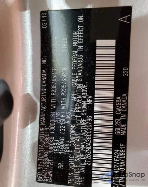 2016 Lexus Rx 350 Base from USA, damaged, VIN 2T2BZMCA3GC020796